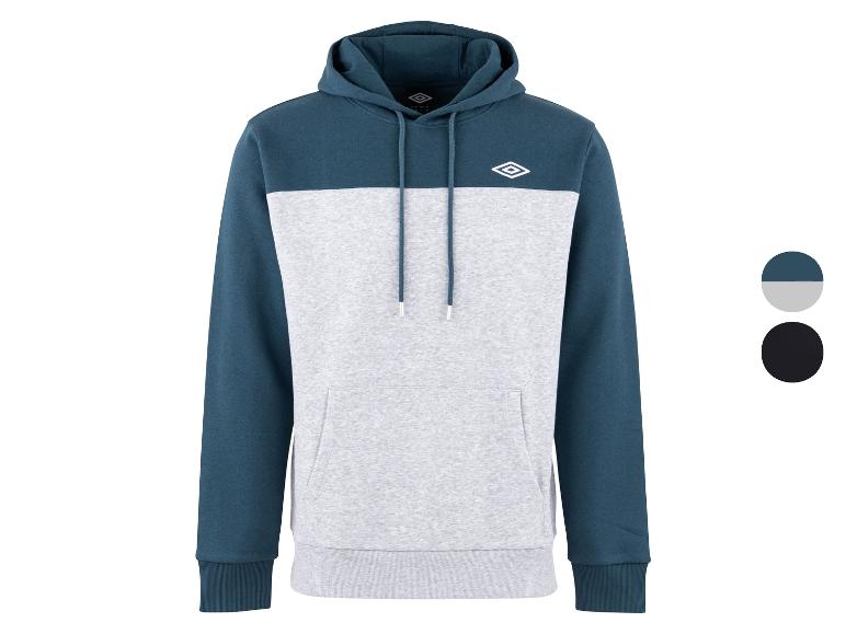 Tweekleurige herenhoodie in blauw en grijs met voorzak