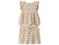 Beige jurk en korte broek met bloemenprint voor kinderen.