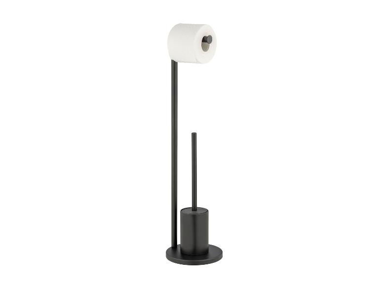 Vrijstaande toiletrolhouder en wc-borstelhouder, zwart.