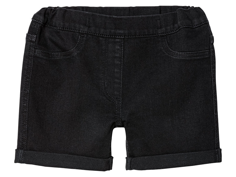Zwarte denim shorts met gevouwen zoom.