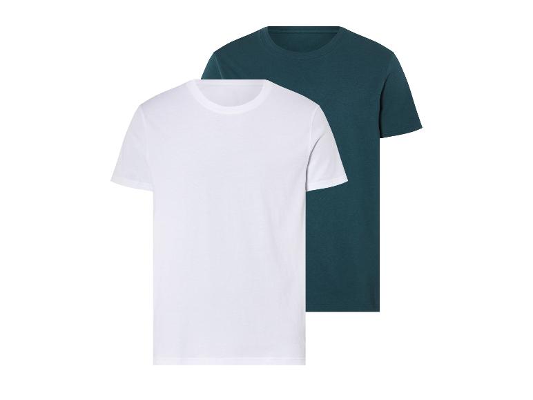 Twee effen T-shirts, wit en donkergroen.