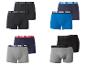 Set herenboxershorts in vier kleuren: zwart, blauw, marineblauw en grijs.