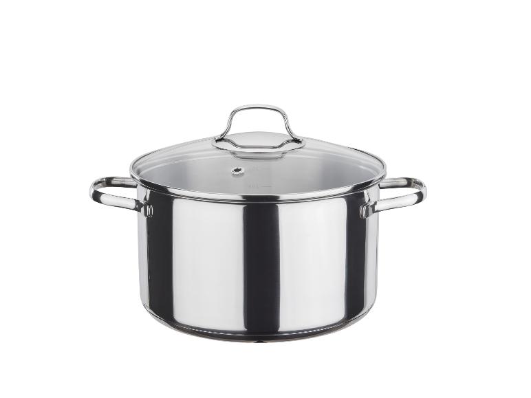 RVS pan met glazen deksel.