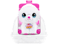 Witte pluche kitten met roze details in een wit-roze reismandje