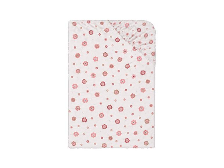 Wit hoeslaken met roze bloemenpatroon