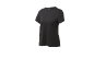 Zwart sport-T-shirt met korte mouwen, ronde hals en subtiel geperforeerd patroon.