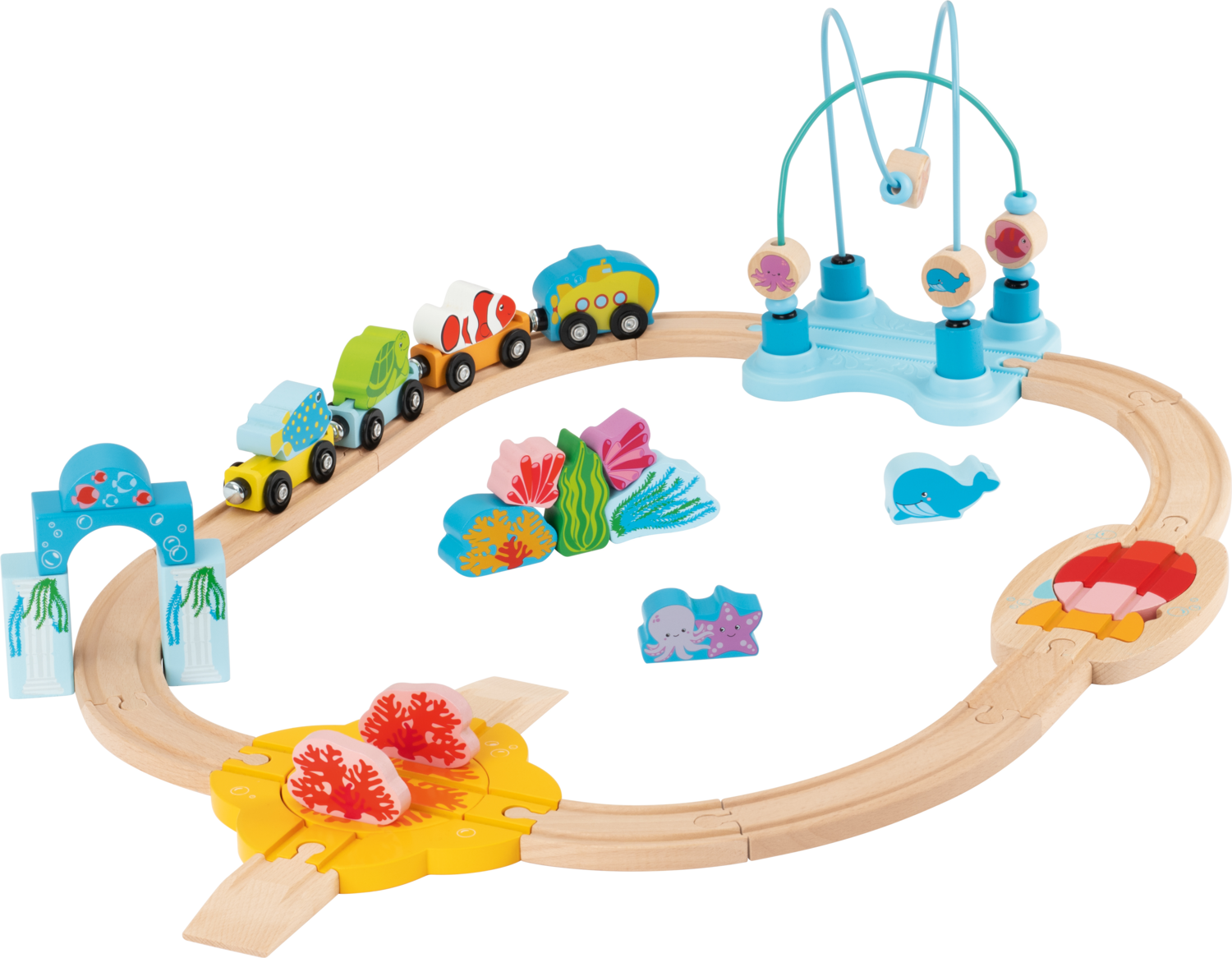 LUPILU Houten treinset Mijn eerste trein (Onderwaterwereld)
