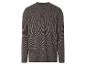 Donkergrijs heren Henley T-shirt met lange mouwen en subtiel gestreept patroon.