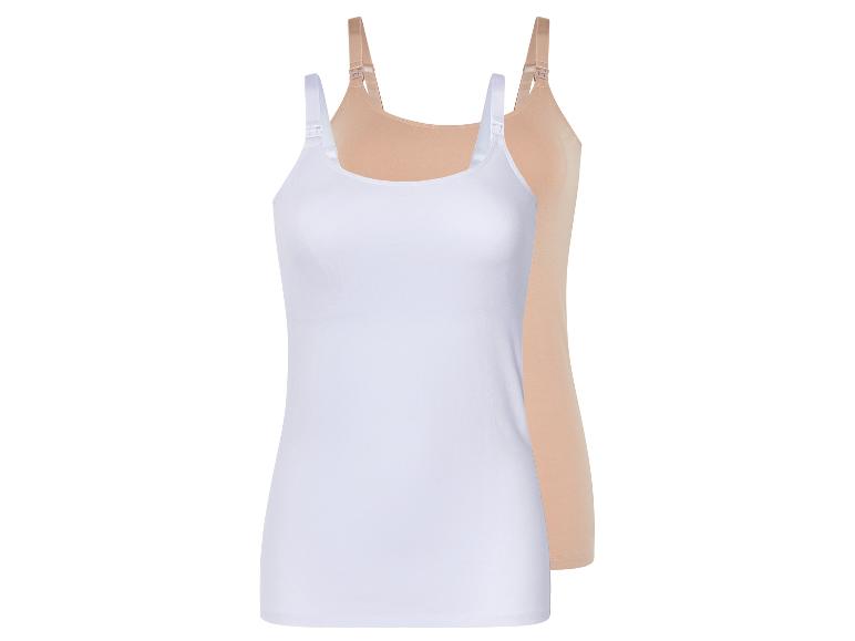 Twee voedingsbeha's, wit en beige.