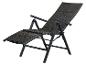 Opvouwbare tuinstoel met verstelbare rugleuning en voetensteun, in donkergrijs.