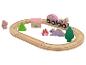 Houten prinsessentreinset met rails, koets, huis en figuren.
