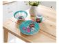 Kinderservies met Gabby's Dollhouse-thema, inclusief een kom, bord en mok.