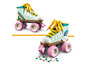 LEGO-bouwset van een roze rol schaats met gele veters.