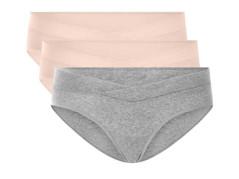 ESMARA® damesslips, set van 3, in grijs en lichtroze met een gekruiste tailleband.