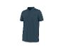 Donkerblauw poloshirt met korte mouwen en drie knopen.