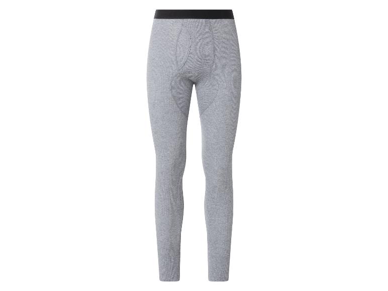 Grijze geribbelde lange onderbroek met zwarte elastische tailleband.