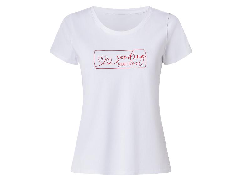 Wit T-shirt met korte mouwen met de tekst 'sending you love' en hartontwerp