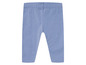 Een paar blauwe leggings voor baby's.
