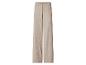 Beige wijde broek met elastische taille en gestructureerde stof.