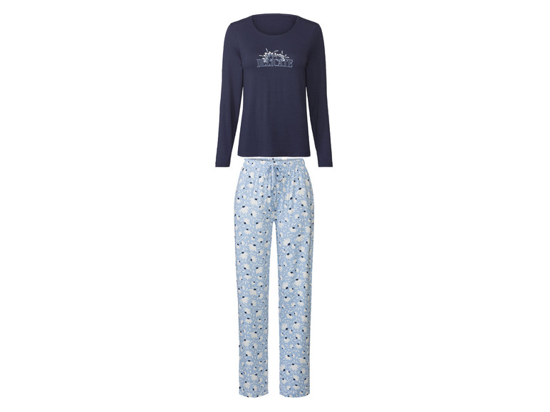 esmara Dames pyjama (L (44-46), Donkerblauw-lichtblauw)