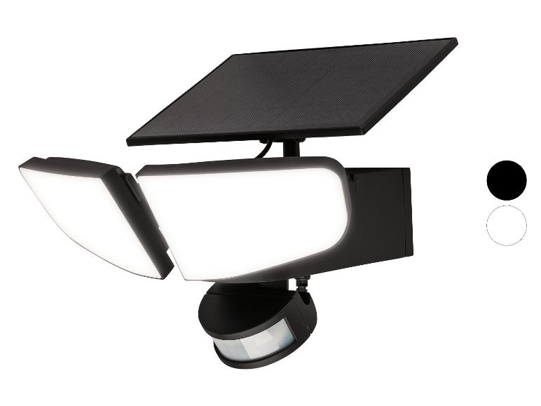 Zwarte solar LED-schijnwerper met bewegingssensor en twee verstelbare lampen