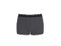 Donkergrijze herenboxershort met zwarte tailleband en witte strepen.