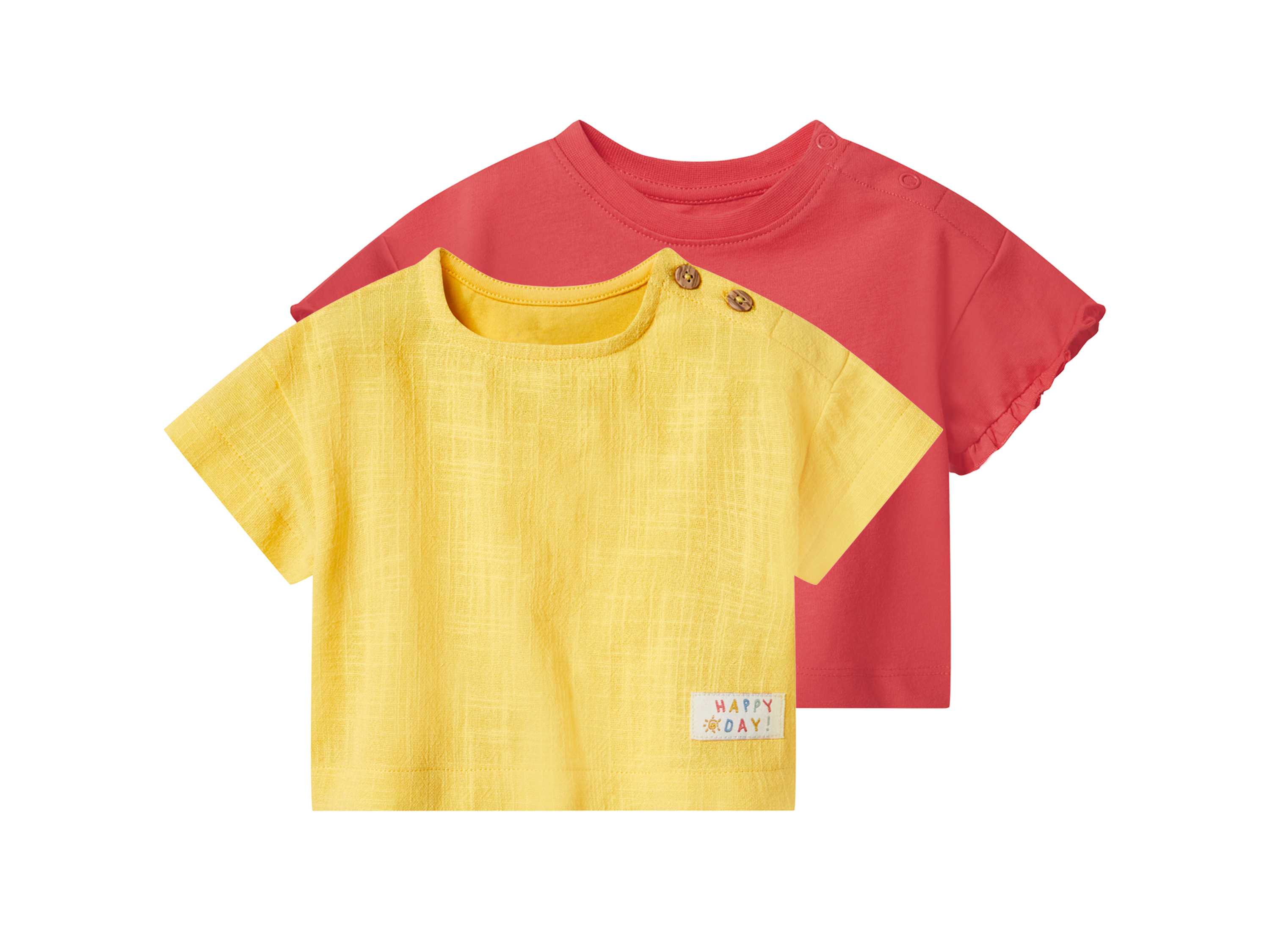 LUPILU Set van 2 baby T-shirts (Rood, 50/56)