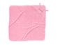 Roze babybadhanddoek met capuchon en geborduurd berengezicht