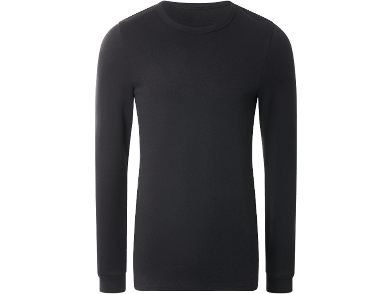 Zwart T-shirt met lange mouwen en ronde hals.
