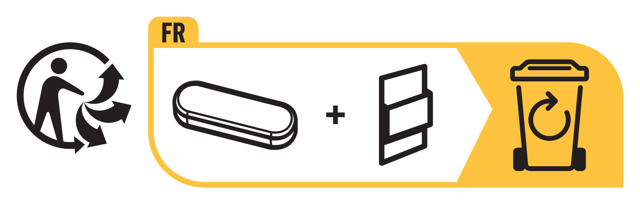 FR: Recycling: verpakking + karton = afvalbak.