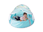 Infantino babytent en ballen, blauw en groen design.