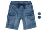 Blauwe spijkerbroek cargo shorts met elastiek in de taille.