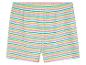 Kindershorts met strepen, roze, geel en groen.