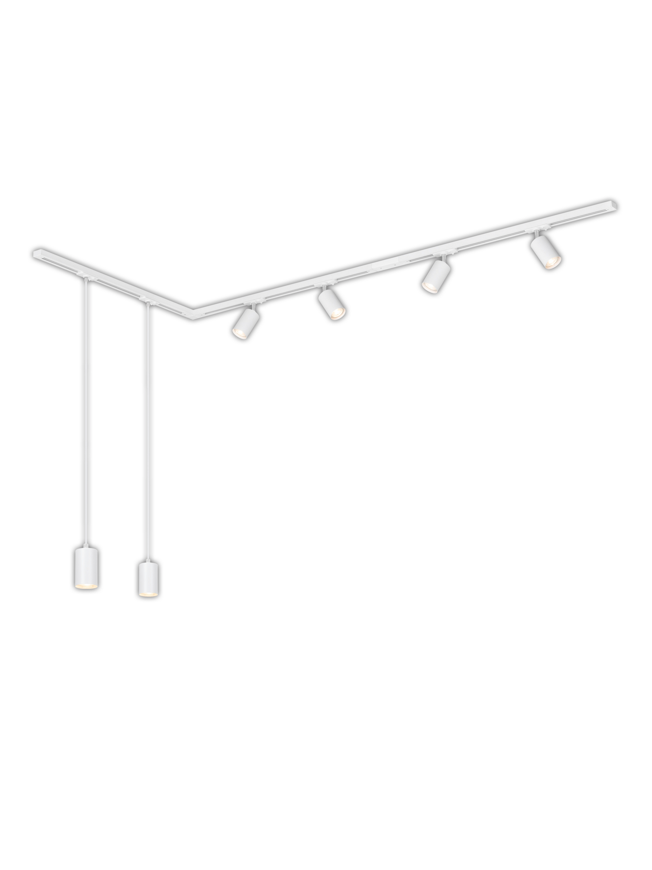 BRILONER LED-plafondlamp rails (2,25 m L-vorm, 2 pendels, wit)