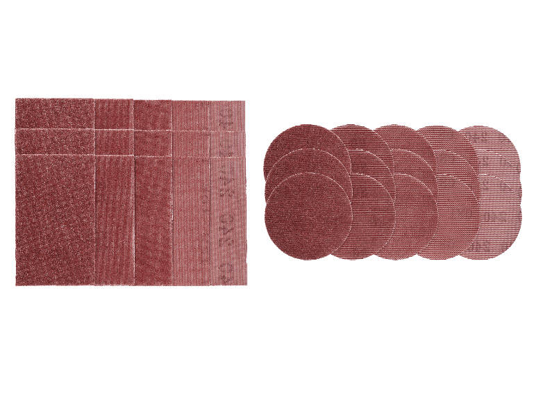 PARKSIDE PERFORMANCE® schuurgaanset met rechthoekige en ronde schuurnetten.