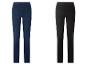 Twee dames jeggings: één donkerblauwe en één zwarte.