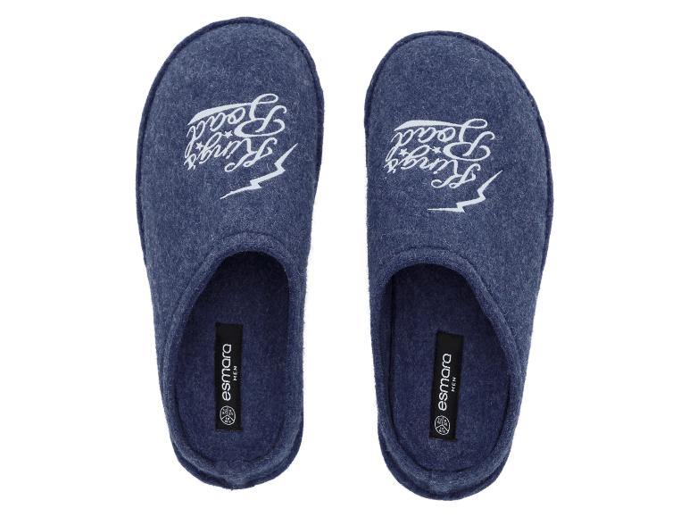 Esmara blauwe wollen pantoffels met print.
