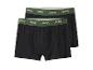 Twee paar zwarte Jeep herenboxershorts met een groene tailleband