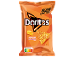 Oranje zakje kaassmaak tortillachips met Nutri-Score label.