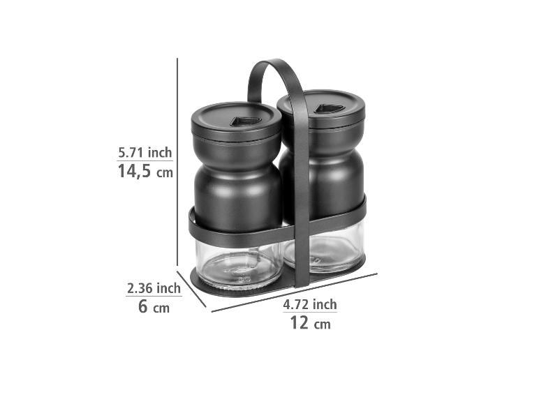 Set van twee kruidenpotjes met handvat.