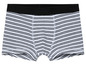 Witte boxershort met zwarte strepen.