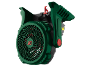 Groen-zwarte accufan met rode en gele details.