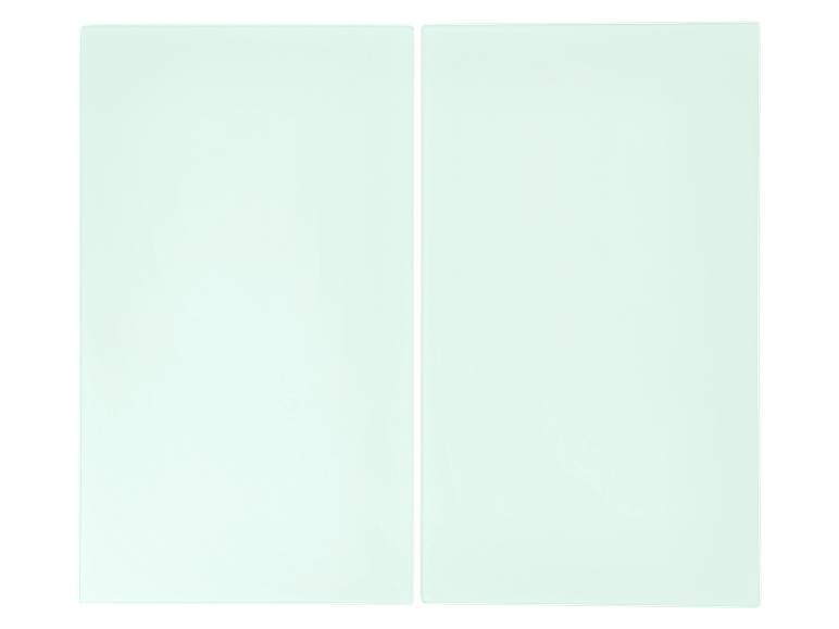 Twee rechthoekige lichtgroene glasplaten