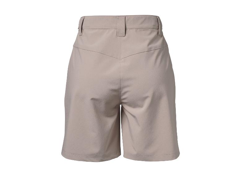 Beige dames shorts met hoge taille en naaddetails op de achterkant.
