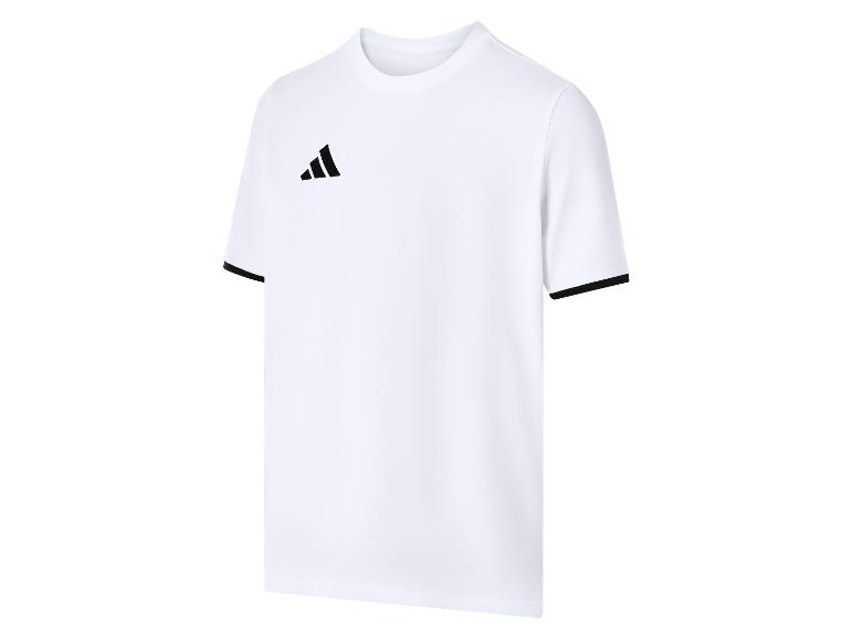Wit sport T-shirt met korte mouwen en zwarte details.