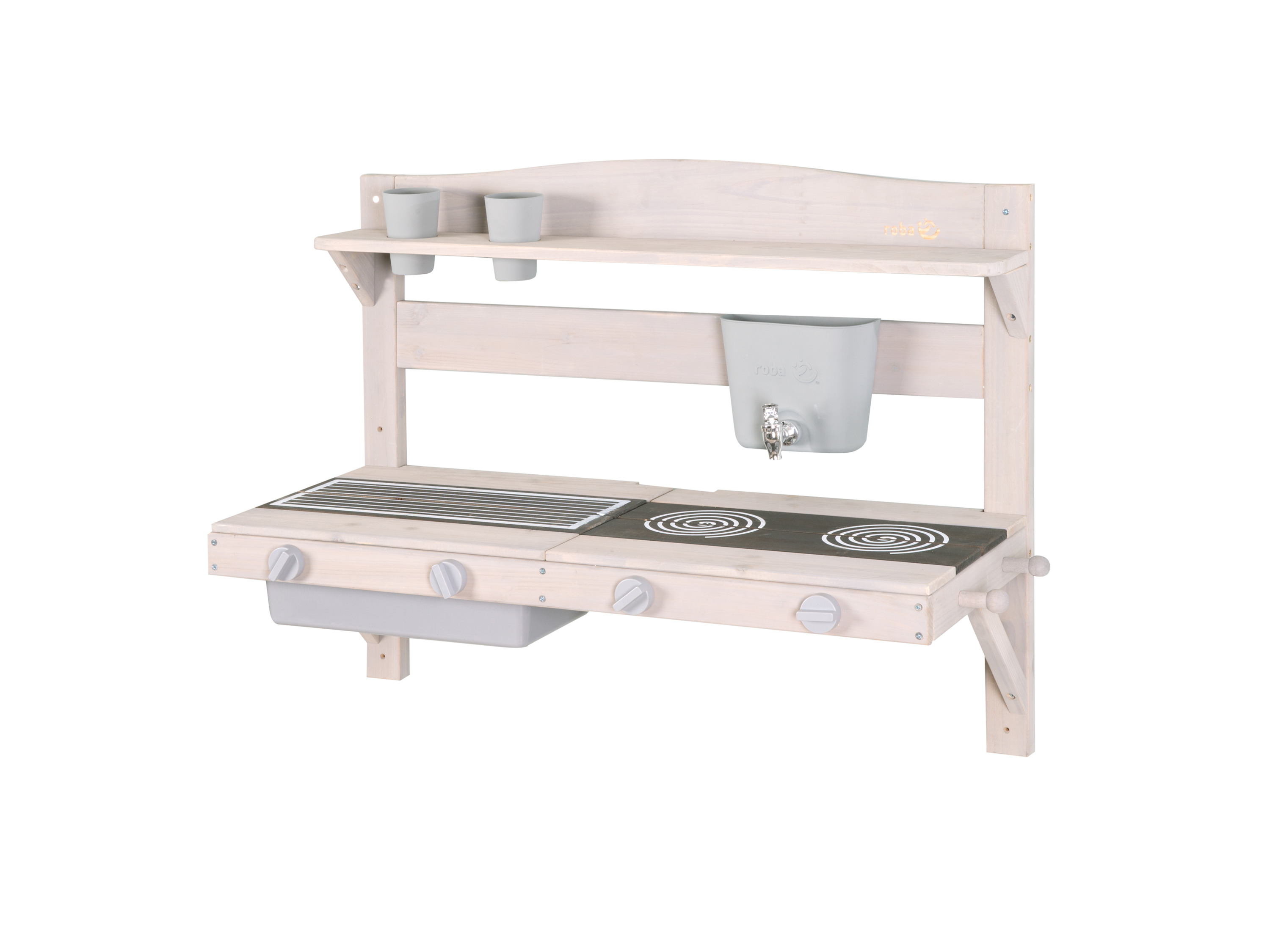 ROBA Speelgoed buitenkeuken om op te hangen - massief hout (Zonder accessoires, Grijs)