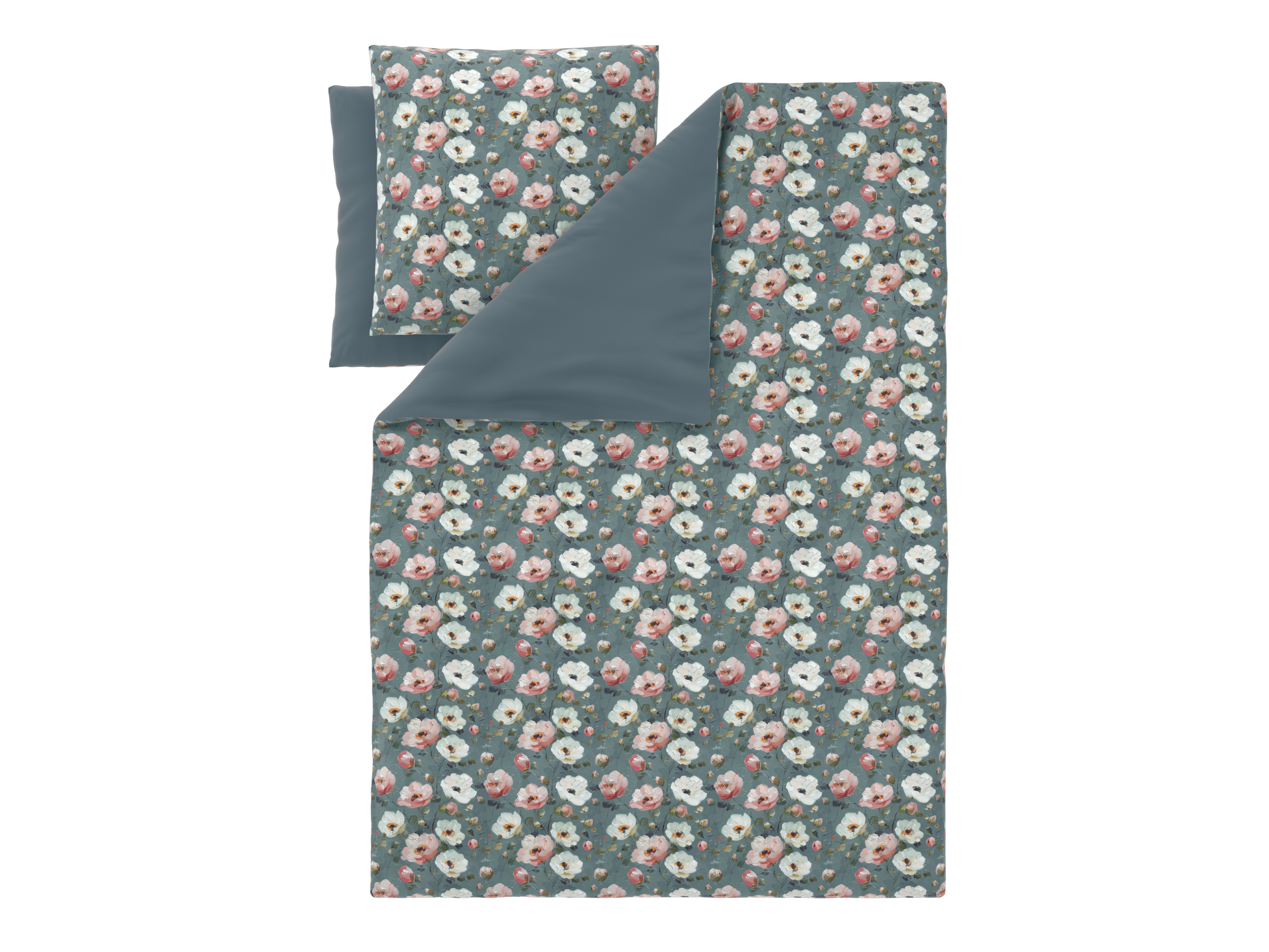 LIVARNO Satijnen beddengoed, 200 x 200 cm (Bloemen/groen)