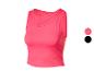 Roze dames sporttop met uitsnijding en mesh details.