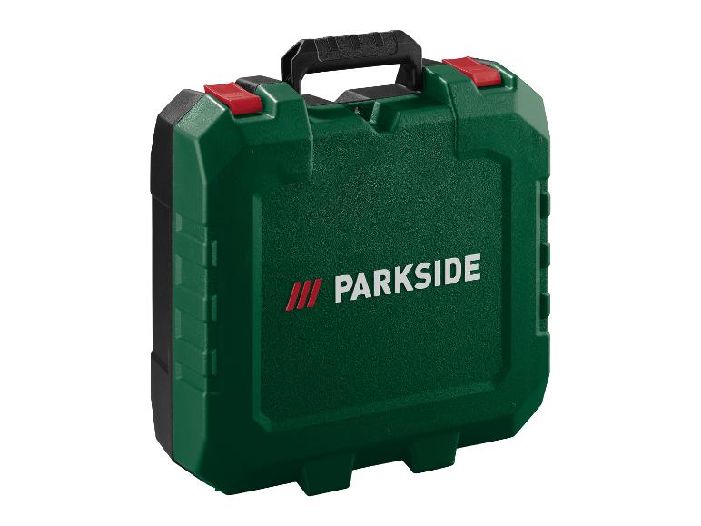 Groene Parkside gereedschapskoffer met handvat.