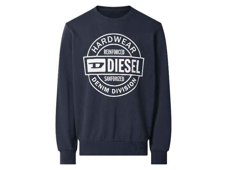 Donkerblauwe sweater met witte ronde opdruk